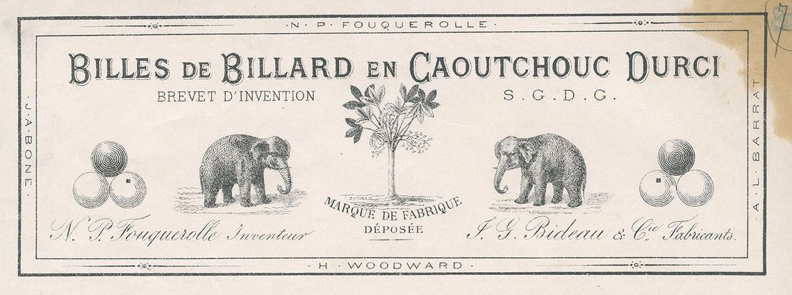 Billiard balls in hardened rubber were among the first rubber products manufactured by Barbier-Daubrée. They competed with the traditional ivory billiard balls, which were much more expensive.